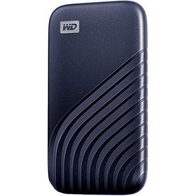 WD My Passport SSD WDBAGF5000ABL - Solid state drive - encrypted - 500 GB - external (portable) - USB 3.2 Gen 2 (USB-C connector) - 256-bit AES - midnight blue